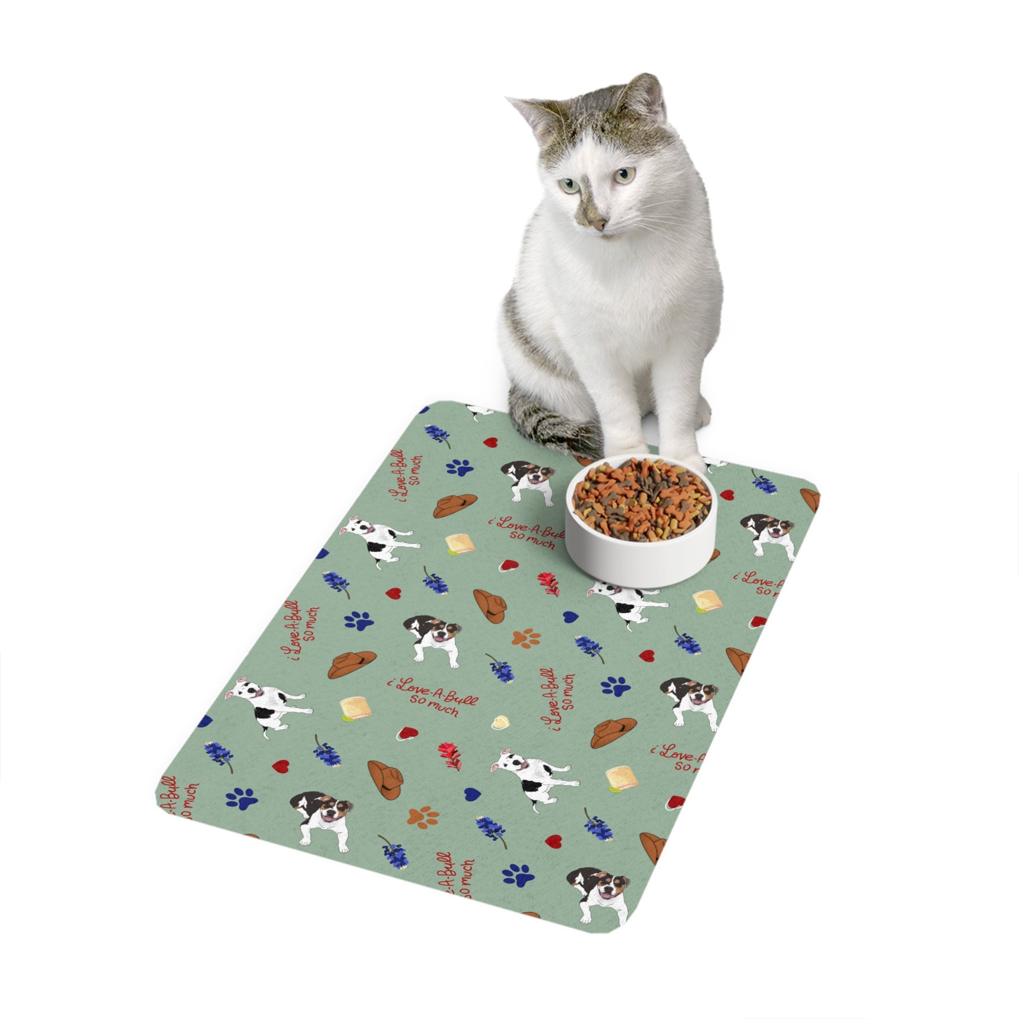 i Love-A-Bull so much - Dog Bowl Mat