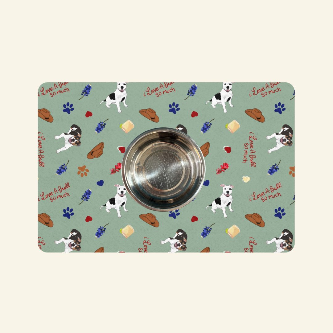 i Love-A-Bull so much - Dog Bowl Mat