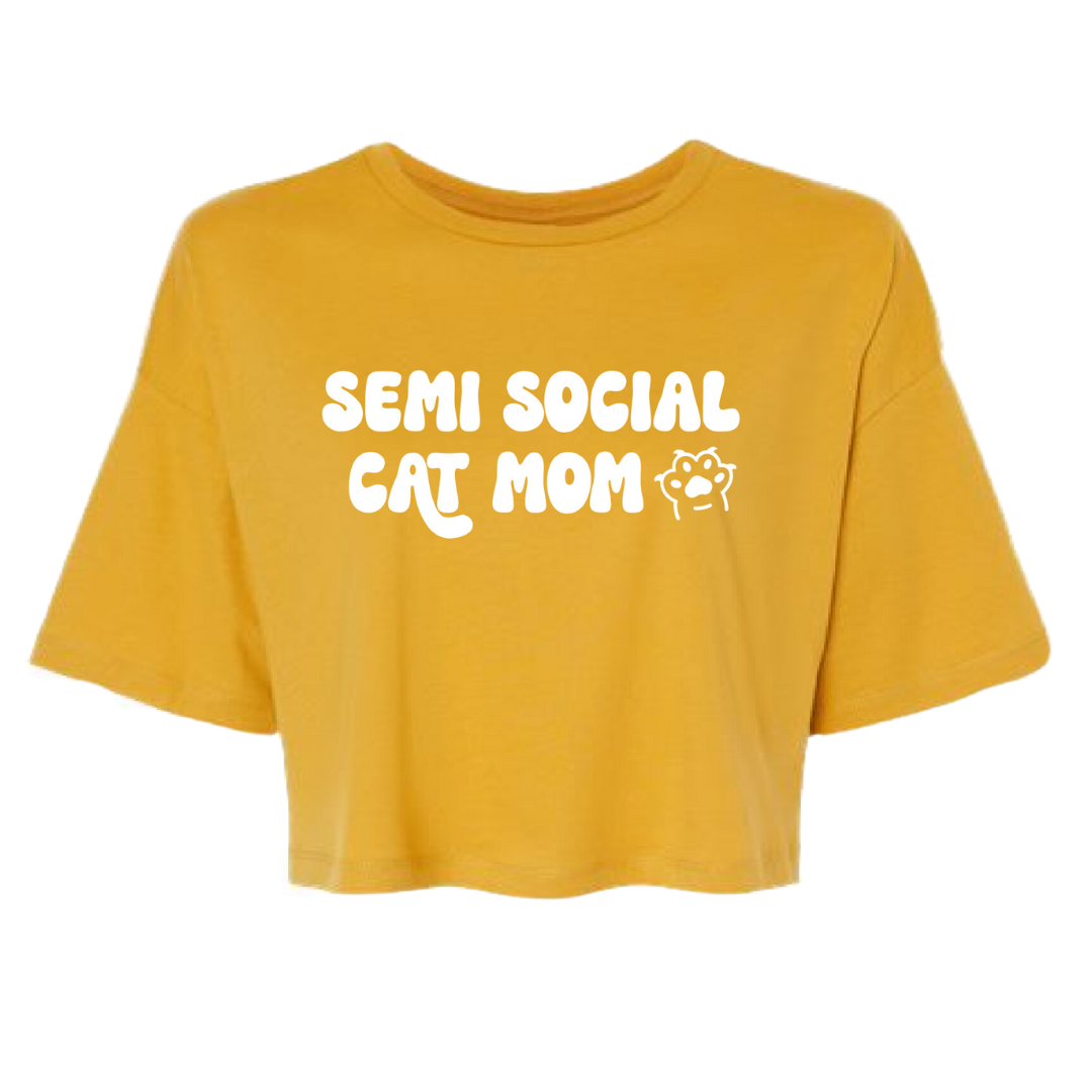 Semi Social Cat Mom Crop