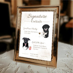 Custom Pet Cocktail Menu | Hand-Drawn Pet Portrait Bar Sign for Weddings & Events